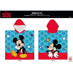   Disney Mickey egér gyerek poncsó - 100% pamut- 60x120 cm - középkék