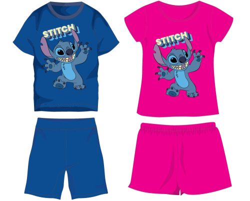 Disney Stitch pamut nyári együttes - póló-rövidnadrág szett - középkék - 104